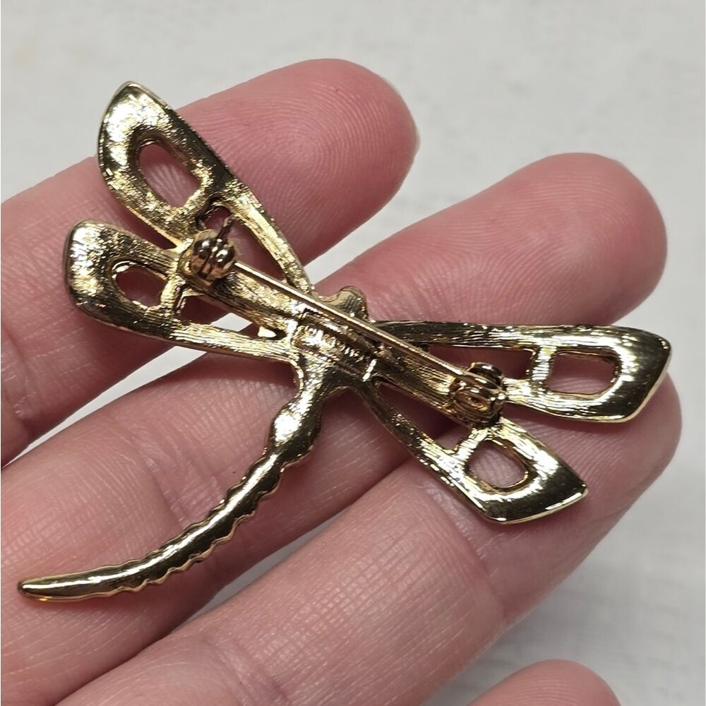 Monet Signed Dragonfly Multicolor Rhinestones Brooch Vintage Boho Summer Spring - Picture 6 of 9